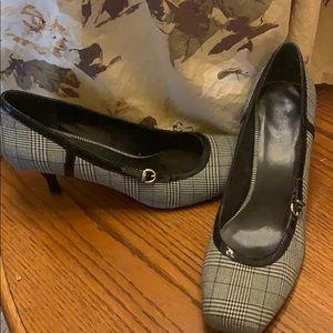 Nine West black plaid heels